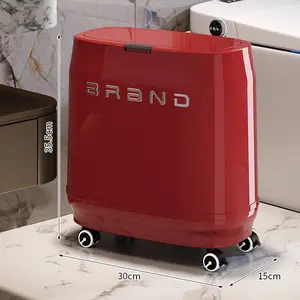 Wheeled Narrow Trash Can with Lid Large Capacity - Slim Stylish Waste Bin for Bathroom Toilet, Restroom & Home