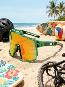 Y2K Colorful Large Frame Sports Sunglasses, Outdoor Windproof Sport Sun Glasses, Reflective Lenses, Camouflage Trendy, Cycling/hiking/daily Commute