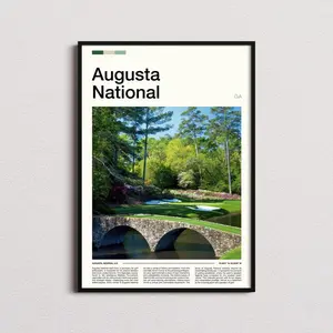 Augusta National Golf Course Graphic Paper Poster with Border - Artistic Hanging Wall Decor, Golf Gift for Enthusiasts