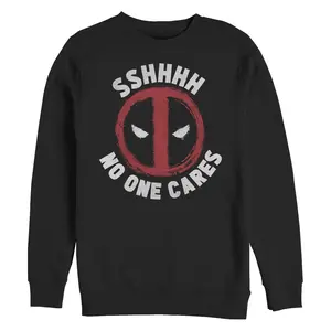 Men's Marvel: Deadpool Shh… No One Cares Logo Sweatshirt