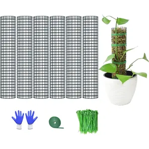 6 Pack Metal Moss Pole, 15" Moss Poles for  Monstera, Stackable Sphagnum Moss Pole for Climbing  (6 Pack 15")