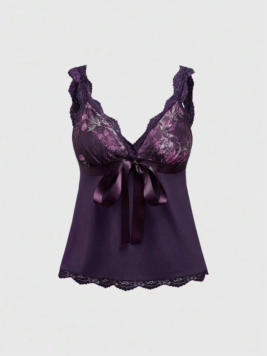 MISSGUIDED Fairycore Women Rose Lace Pattern Camisole