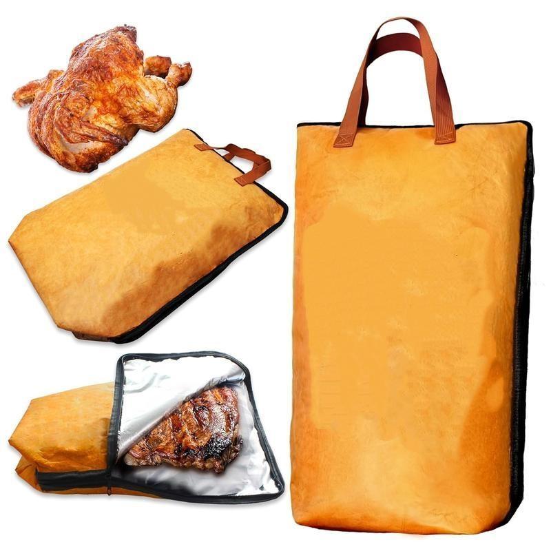 Heavy Duty BBQ Blanket for Resting Meat 5-Layer Insulated Meat Resting Bag with Wide Mouth Handle and Moisture Retention for Perfect Briskets Pork Shoulders Steaks Brown 21 Inch - YY