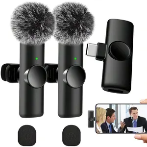 Wireless Lapel Microphone for iOS/Type-C, Plug-And-Play, High-Quality Sound, Smart Noise Reduction, Wireless Mic Receiver, Compatible with Android/iPhone/tablet, USB Rechargeable Mic