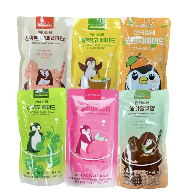Cantabile Fruit Smoothie Juice Packets - Authentic Korean Drinks Pouches, 230 mL Ready-to-Drink Beverages, Bursting with Flavor for Road Trips, Convenient Ice Pouch