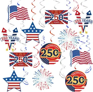 30Pcs USA 250th Anniversary Hanging Swirls 1776-2026 - United States 250 Years Ceiling Streamers Patriotic Party Decorations Hanging Ornaments