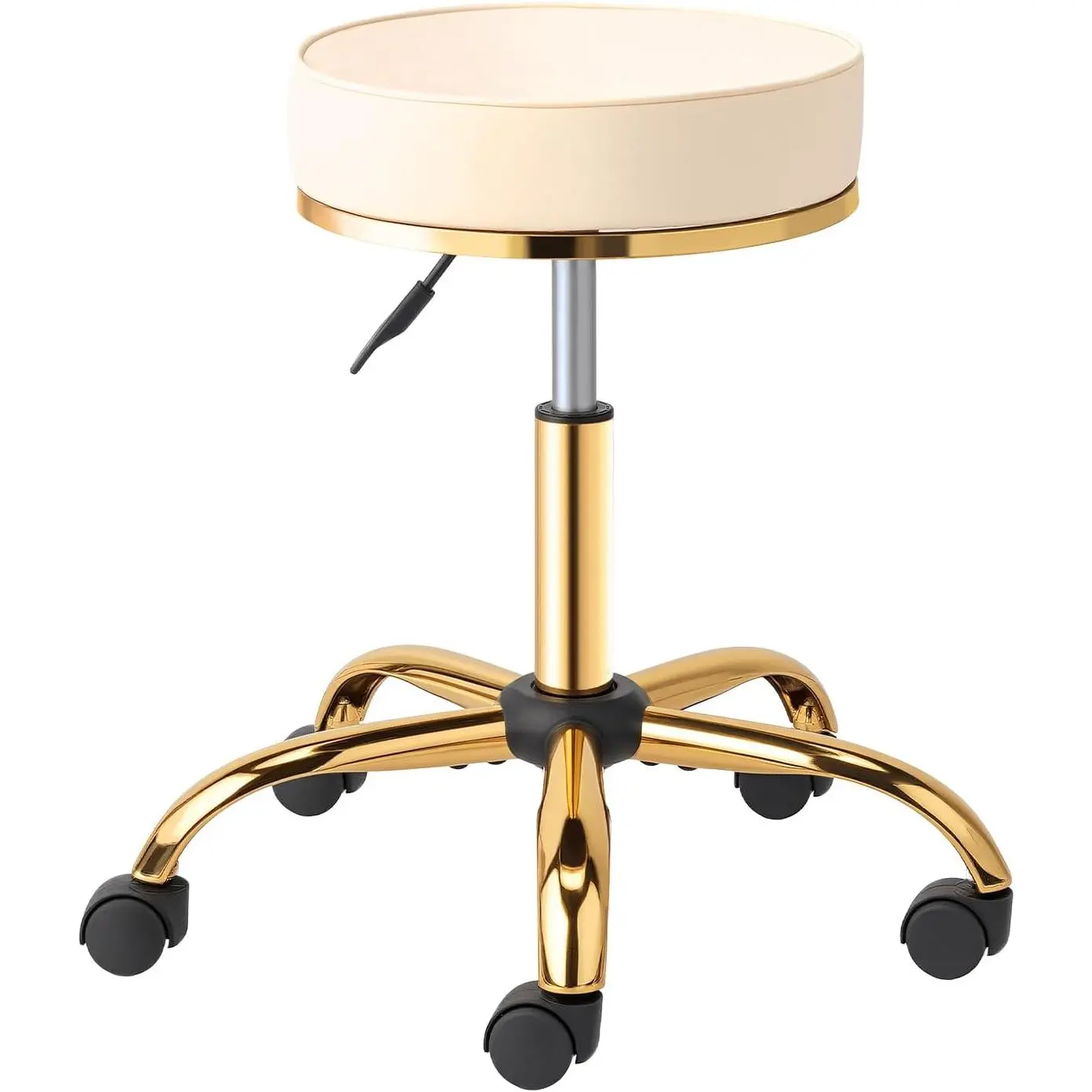 Round Rolling Stool with Wheels - Height Adjustable Swivel Stool - for Salon Massage Home Kitchen Clinic, Weight Capacity 400lbs