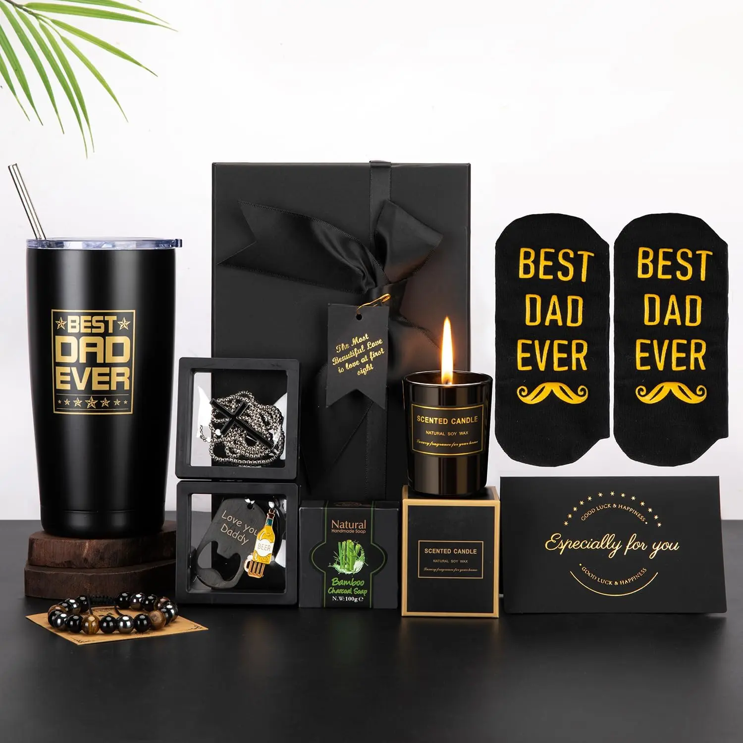 Father's Day Gift for Dad from Daughter Son, Best Dad Ever Gift Basket Set, Birthday Gifts for Dad, Dad Birthday Present Box, Father's Day Gifts for Men, Husband Gift Idea
