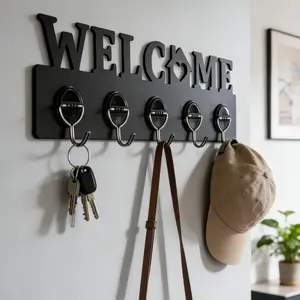 Creative Minimalist Wall Hooks, Welcome Door Hanger, Home English Decorative Hook, Wall Mounted Organizer, Stylish Home Accessories, Easy Installation