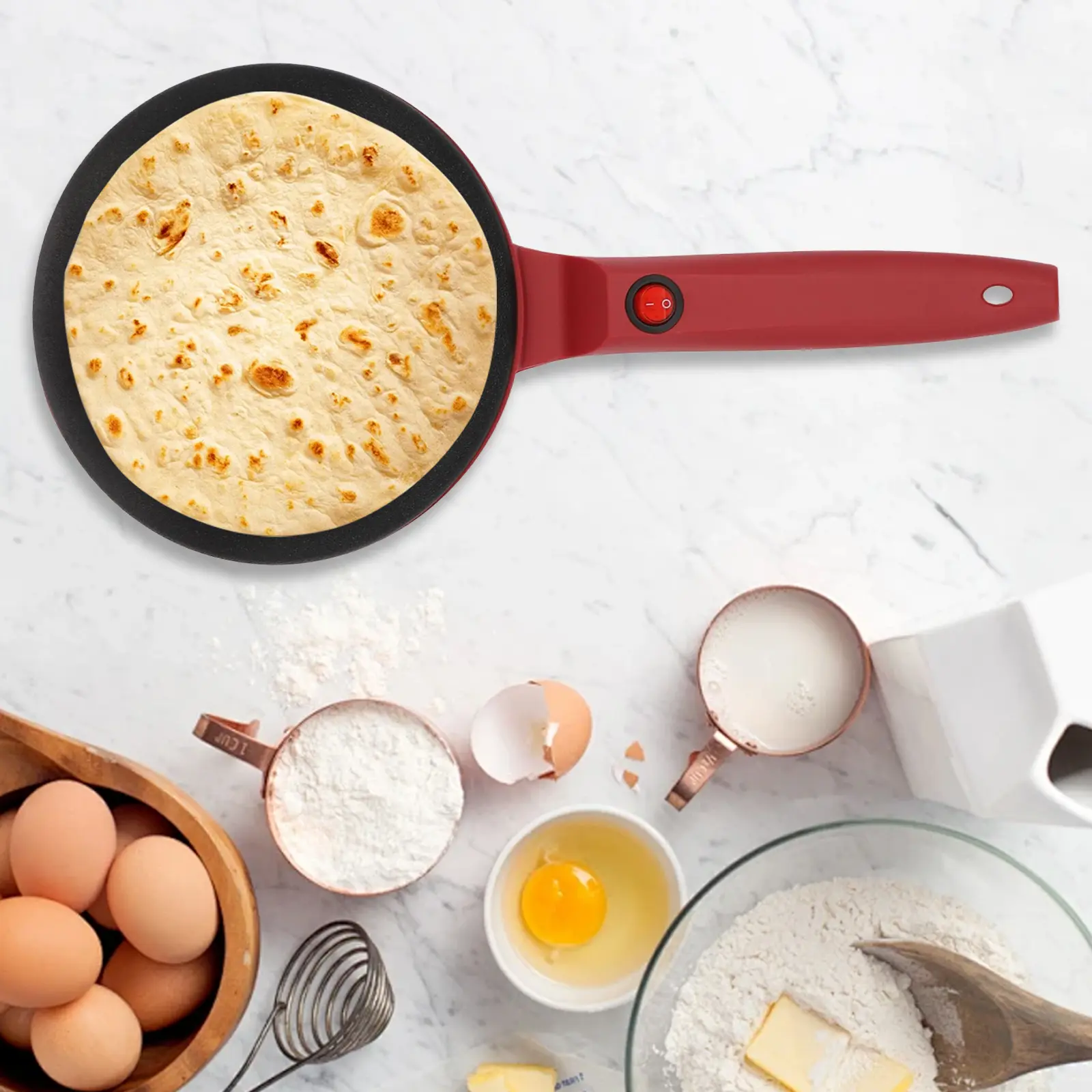 2026 Viral 550W Non-Stick Crepe Maker - 8in Griddle Fast Heating for Home Breakfast DIY for Pancakes/Tortillas,summerwins