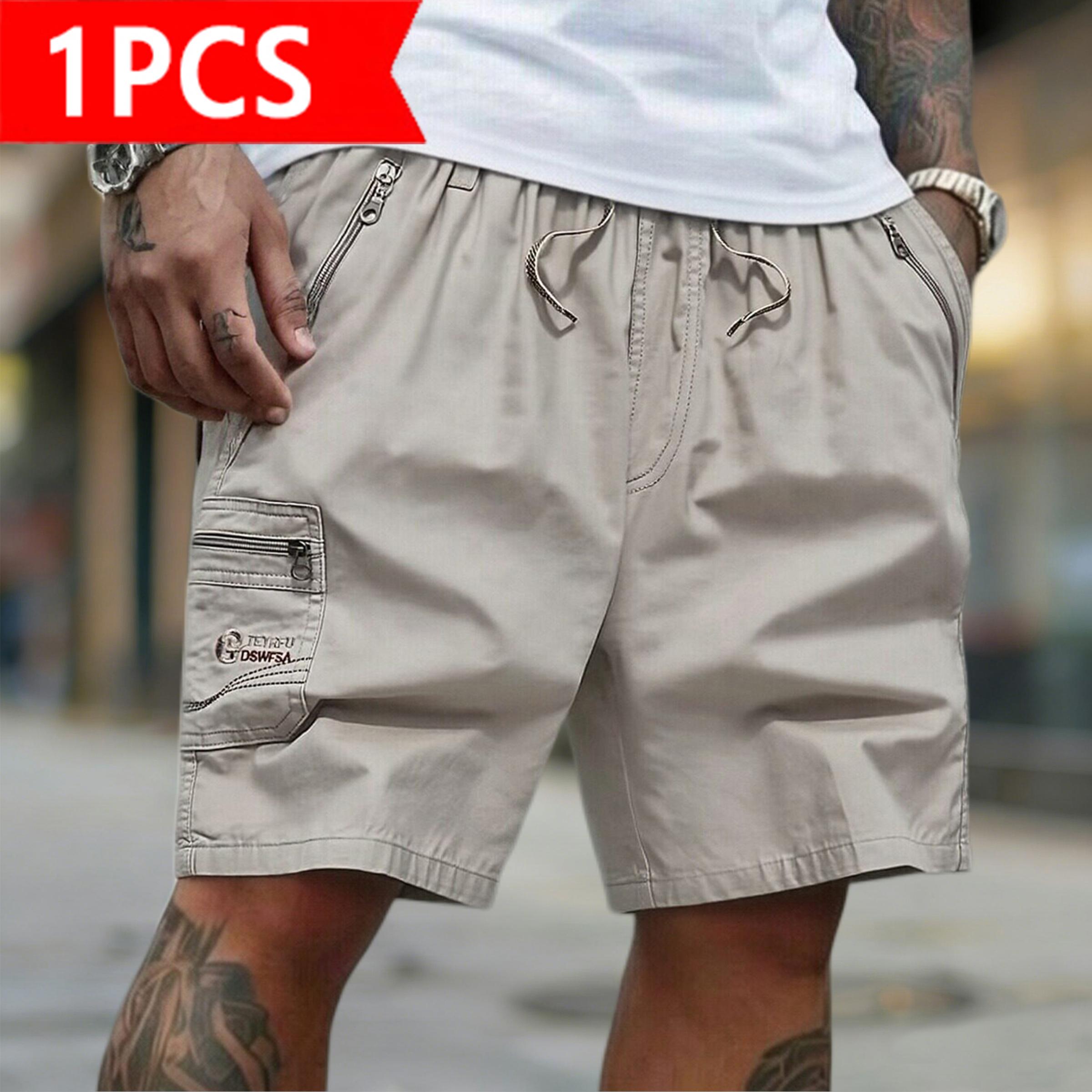 Men's 3-Pack Cargo Shorts | Casual Drawstring Elastic Waist Shorts with Zipper Pockets | Quick Dry Lightweight Streetwear for Summer, Beach, Daily Wear & Outdoor Activities