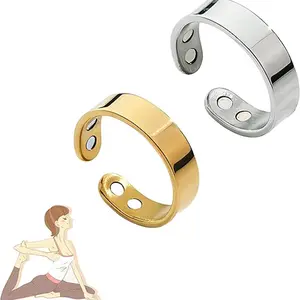 Stainless steel magnetic ring, adjustable opening, unisex, fashion jewelry, migraine relief jewelry, lymphatic activation magnetic ring, double magnet