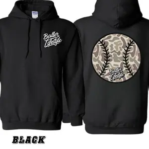 Baller Lifestyle Hoodie – Beige Camo Baseball Graphic Pullover Sweatshirt, Streetwear Sports Hoodie for Athletes and Baseball Fans, Unisex Casual Fashion bleachs januarys california georgia navessa allen sweatshirt lee vaquero outfit men evolution  hoodie