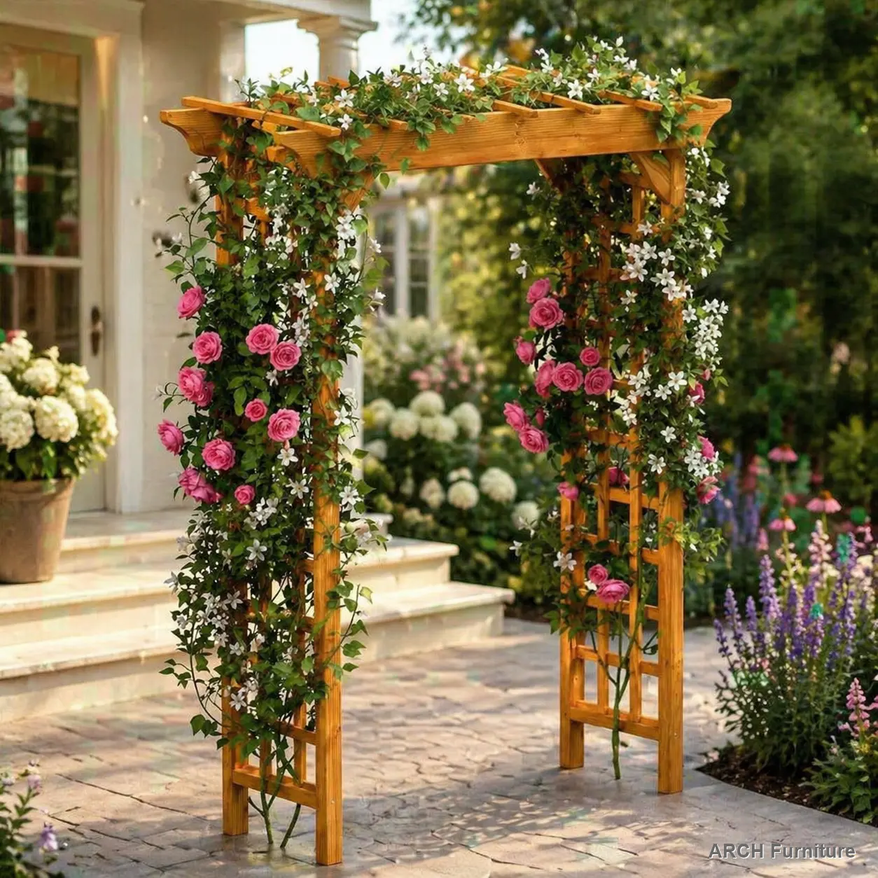 ARCH Wooden Arbor - Garden Wood Trellis for Plant Climbing, Wedding Ceremony Decor, Backyard Garden Christmas Decor, Backyard Decor