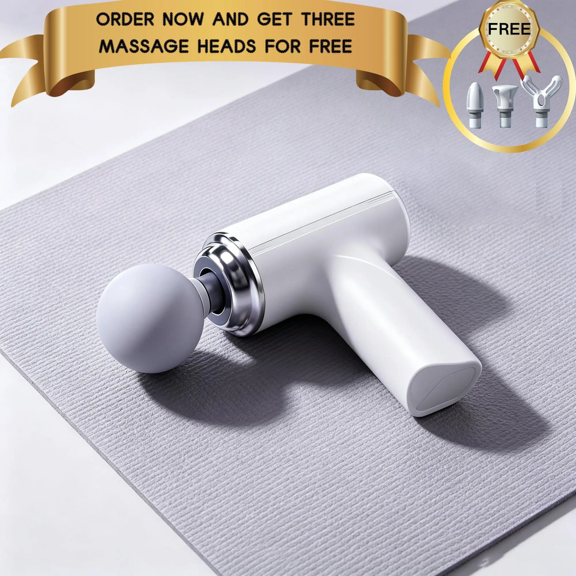Mini USB Rechargeable Deep Tissue Massage Gun with 4 Interchangeable Heads - Portable Handheld Percussion Fascia Gun for Neck, Back, Shoulder & Leg Muscle Pain Relief, Post-Workout Recovery & Full-Body Relaxation, Ideal for Home, Office & Travel