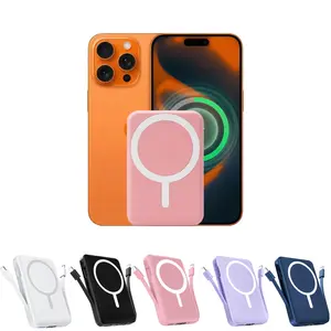 Podoru 10000mAh Magnetic Power Bank Wireless Fast Portable Charging Built in USB-C Lighting Cables Magsafe Compatible Travel Must Have for iPhone17/16/15/14/13/12 Series