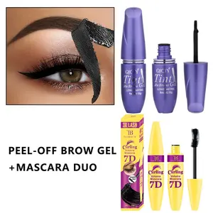 Long-Lasting Quick-Dry Brow Gel, Waterproof Mascara, Volumizing and Dense, Fast-Drying and Durable, 7D Lash Mascara Set