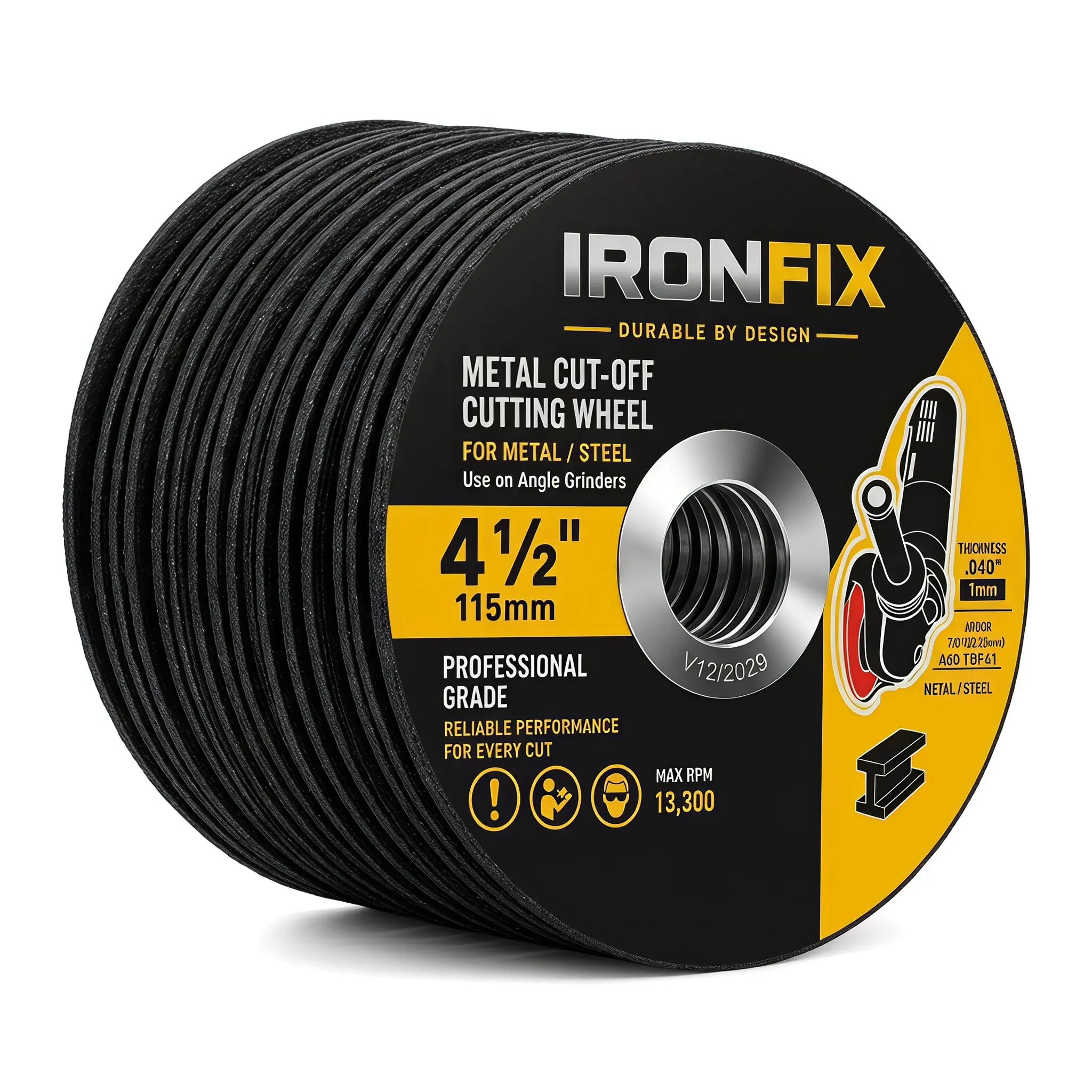 4 1/2 Cut Off Wheel Angle Grinder Cutting Disc for Metal & Stainless Steel, Max 13,300 RPM, 0.045" Thin Grinding Wheel,10 Pack