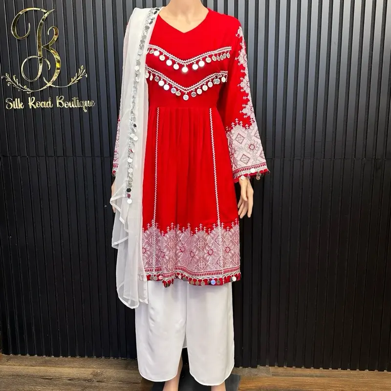 Hazaragi Dress For Women Afghani Traditional Clothe Khamak Duzi 100% Cotton شال زنانه خامک دوزی افغانی