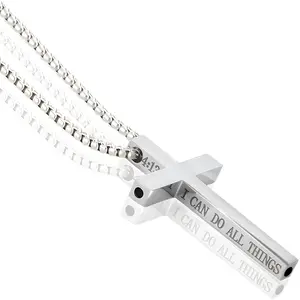 quit smoking Cross Breathing Necklace - Stainless Steel, Anxiety Relief & Quit Smoking Aid, Breathlink Design for Men/Women, Breathlink Stop Smoking Support Necklace Sliver