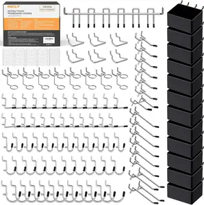 170PCS 1/4 Inch Pegboard Kit, Thick Duty Peg Board Organizer Accessories Assortment with Pegboard Bins & Peg Lock for Only 1/4" Pegboard Wall