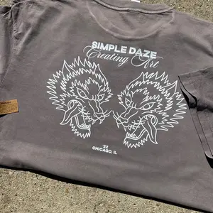 Vintage wash Wolfe simple daze, creating art T-shirt