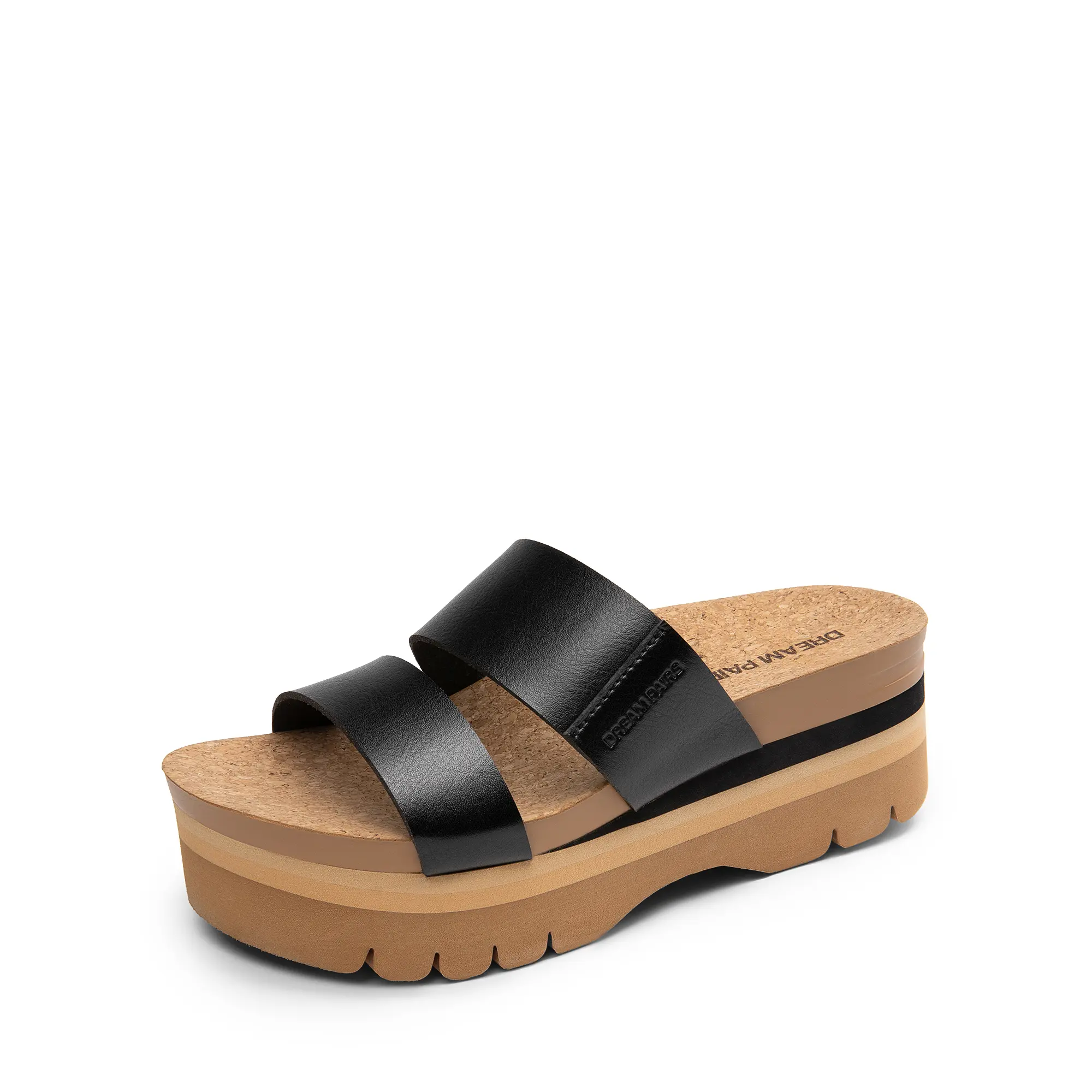 DREAM PAIRS Women's Platform Slides Sandals Comfortable Arch Support Two Strap Slip On Fashion Beach Wedge Sandals
