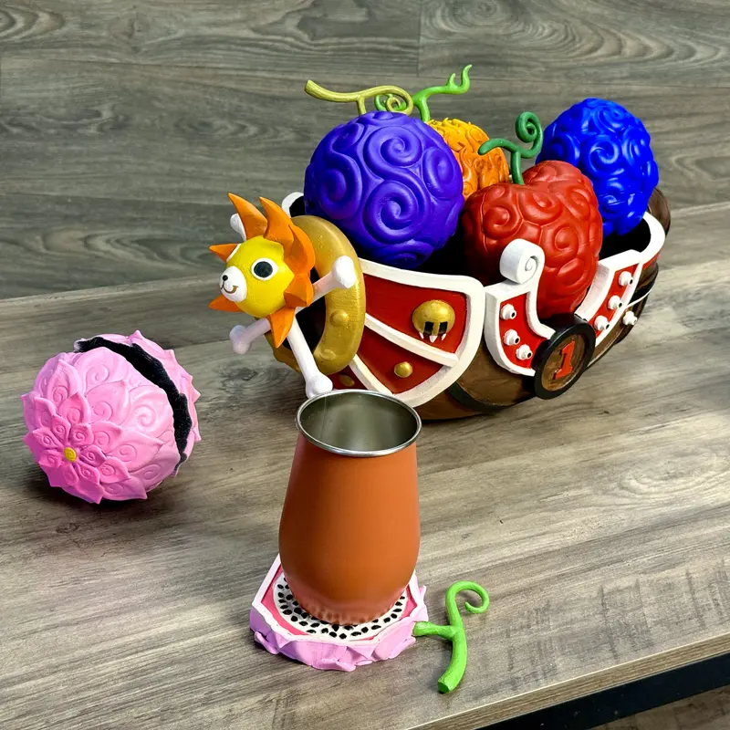 Devil Fruit Coasters & Thousand Sunny Fruit Bowl Decorative Akuma no Mi 3D Printed Figurines Prop Fan Art Replicas