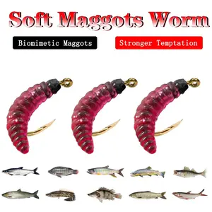 5/10pcs Maggots Fly Fishing Bait Box, Effective Trout Lure Worm Baits, Outdoor Fishing Bait Set, Essential Fishing Equipment Accessories, Soft Fishing Worm