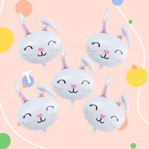 Rabbit Design Balloon, 10pcs/set Cute Rabbit Head Aluminum Foil Balloon, Party Decoration Supplies for Birthday, Anniversary, Wedding