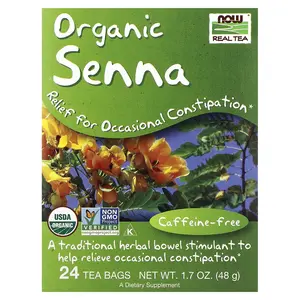 NOW Foods Real Tea, Organic Senna Tea, Caffeine Free, 24 Tea Bags, 1.7 oz (48 g)
