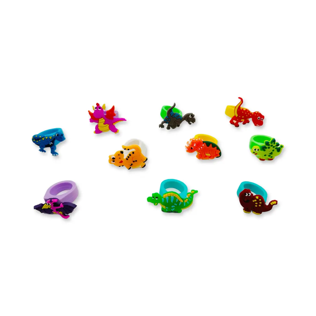 SET of  10 Dinosaur Rings