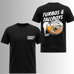 Turbos And Tallboys Turbocharger Beer T-Shirt, 2 Sides, Mechanic Car Guy Graphic Tee
