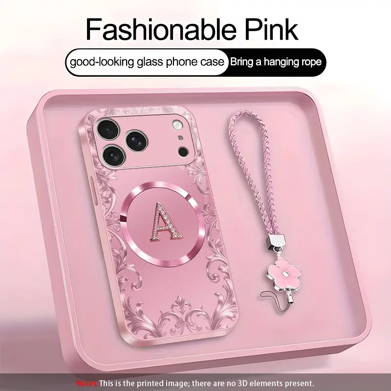 YM99 Model High-End MagSafe Phone Case for iPhone 17 Pro Max - 26 Unique Letter Designs, Includes Complimentary Lanyard and Magsafe Ring, Practical Mobile Accessory
