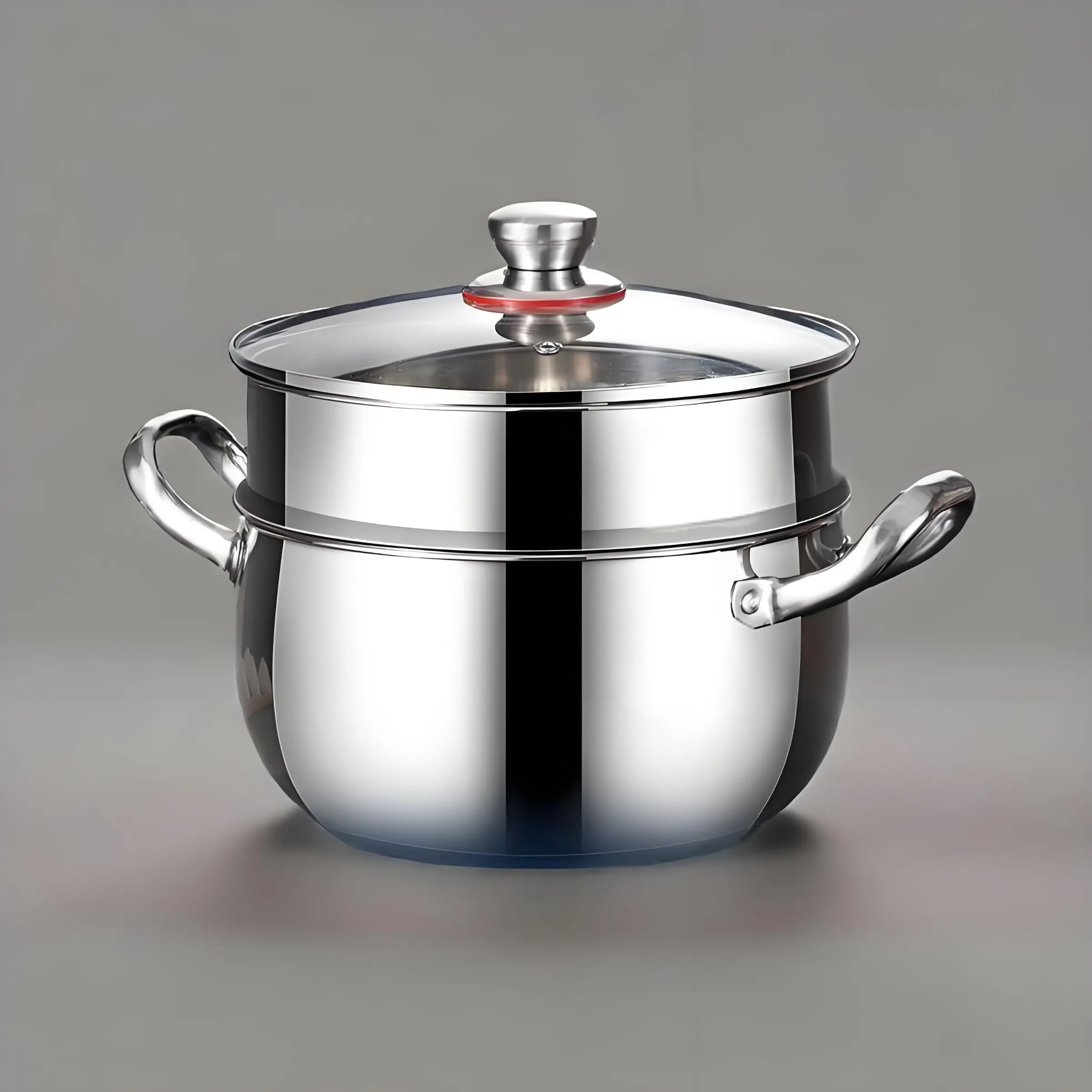 Stainless Steel Dual Layer Steamer Pot Set, Large Capacity, Heat Resistant Handles, Transparent Lid, Suitable for Induction & Gas Stoves