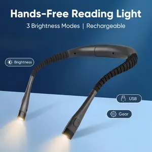 Rechargeable LED Neck Reading Light, USB-Powered Mobile Accessories, Compact Flexible Design with Button Control, Stepless Dimming for Bed, Outdoor Use