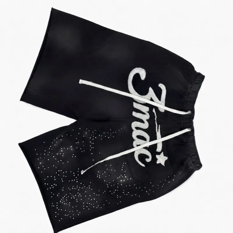 3mac Black and White Starry Night Shorts - S M L XL Sizes - Comfortable & Stylish-streetwear fashion-rhinestones-all cotton Bottoms Drawstring Everyday Fit