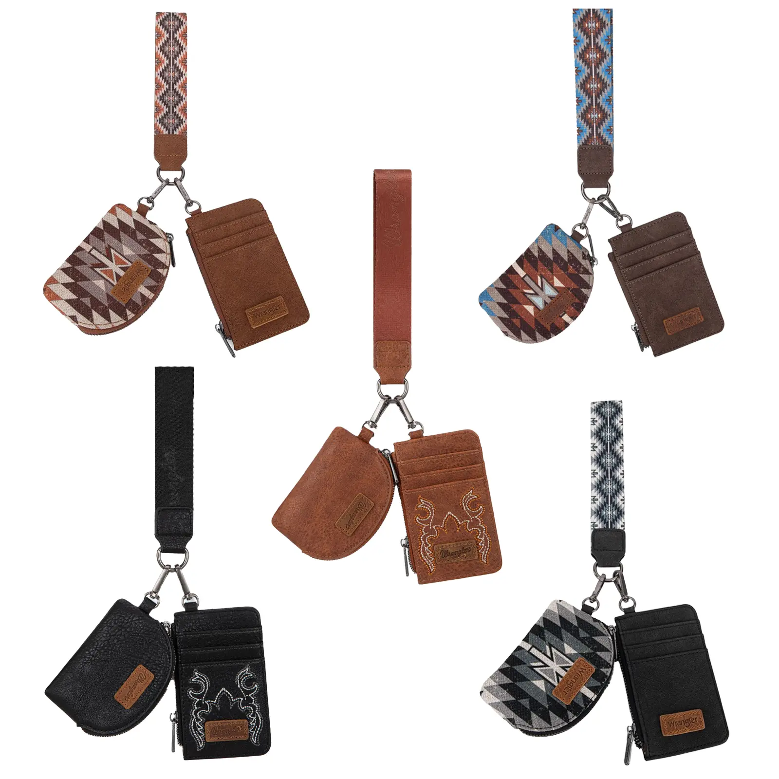 Wrangler Western Aztec Keychain Wristlet Wallets for Women Dual Pouch Wristlet Credit Card Holder Wrangler Western Aztec Keychain Wristlet Wallets for Women Dual Pouch Wristlet Credit Card Holder