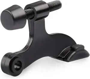 8 Pack Hinge Pin Black Door Stopper,Adjustable Deluxe Heavy Duty Door Stopper 2-1/2"x1-3/4”,with Black Rubber Bumper Tips