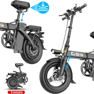 Ebike GS3-black 740W Motor 48V15AH Battery 29 Miles Range Comfortable Commuting Foldable Features Power Assist
