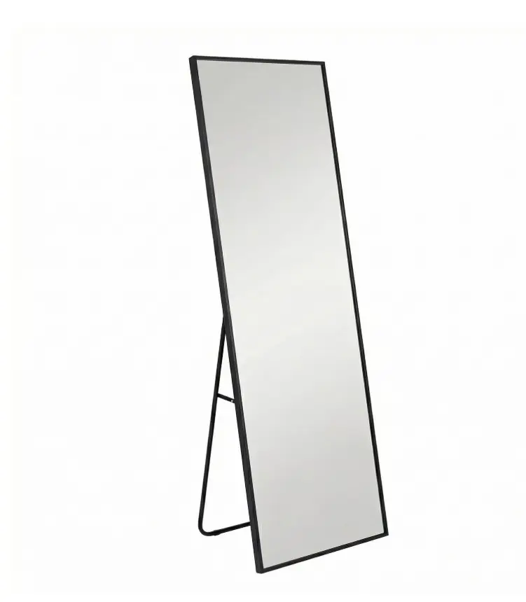 71"x16" Full Length Mirror Floor Standing, Anti-Rust Aluminum Frame, Rectangle, Black