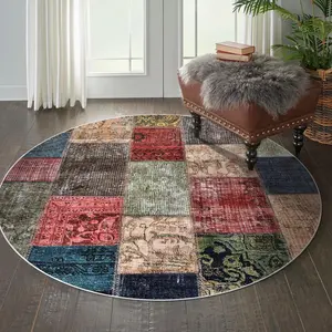 Vintage Patchwork Pattern Carpet, 1 Count Non-slip Soft Comfortable Floor Mat, Decorative Rugs, Boho Style Rug, Bohemian Area Rug, Boho Area Rug for Home Living Room Bedroom Hotel Dormitory