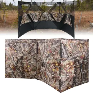 See Through 3 Panel Hunting Blind, 3 Side Ground Blinds with Carrying Bag, Portable Pop Up Ground Blinds for Deer Duck Turkey Hunting Concealment Camouflage