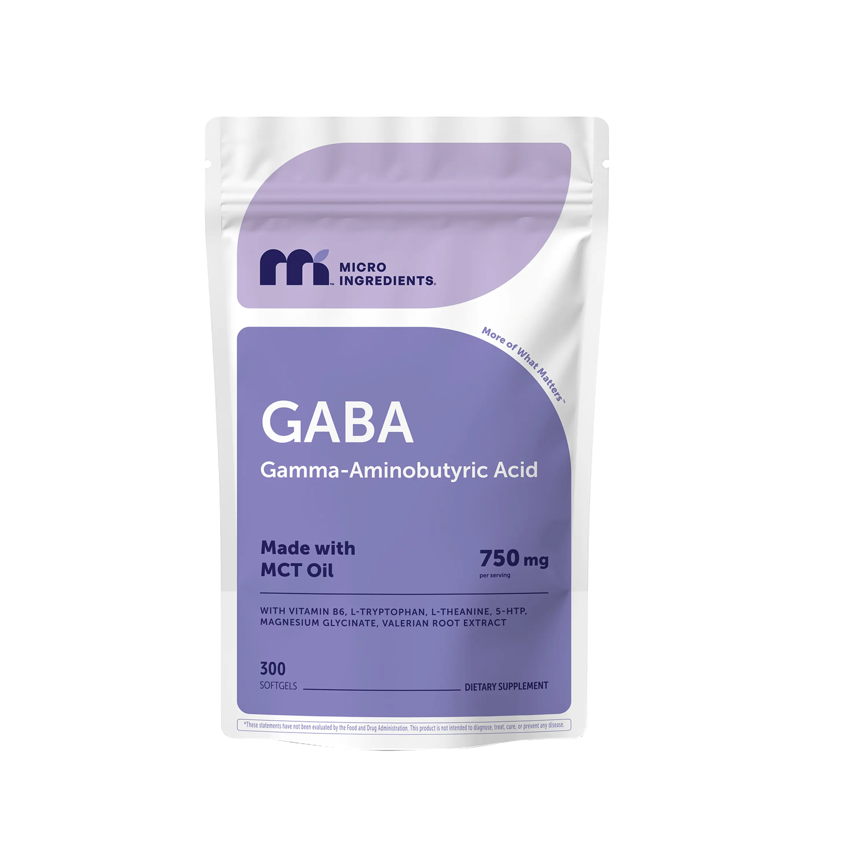 Micro Ingredients GABA 750mg Complex with MCT Oil, 300 Softgels