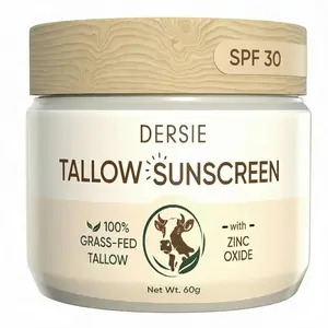 Dersie Tallow Sunscreen SPF 30 – Mineral UV Defense with Non-Nano Zinc Oxide – Face & Body Sun Protection for Adults & Kids – 100% Grass-Fed Beef Tallow for Moisture Retention & Skin Comfort (2.1 oz)