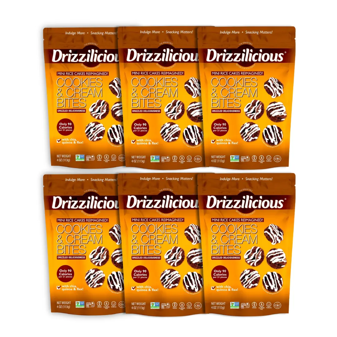 6 Pack - Drizzilicious Cookies & Cream Mini Rice Cakes 4 oz