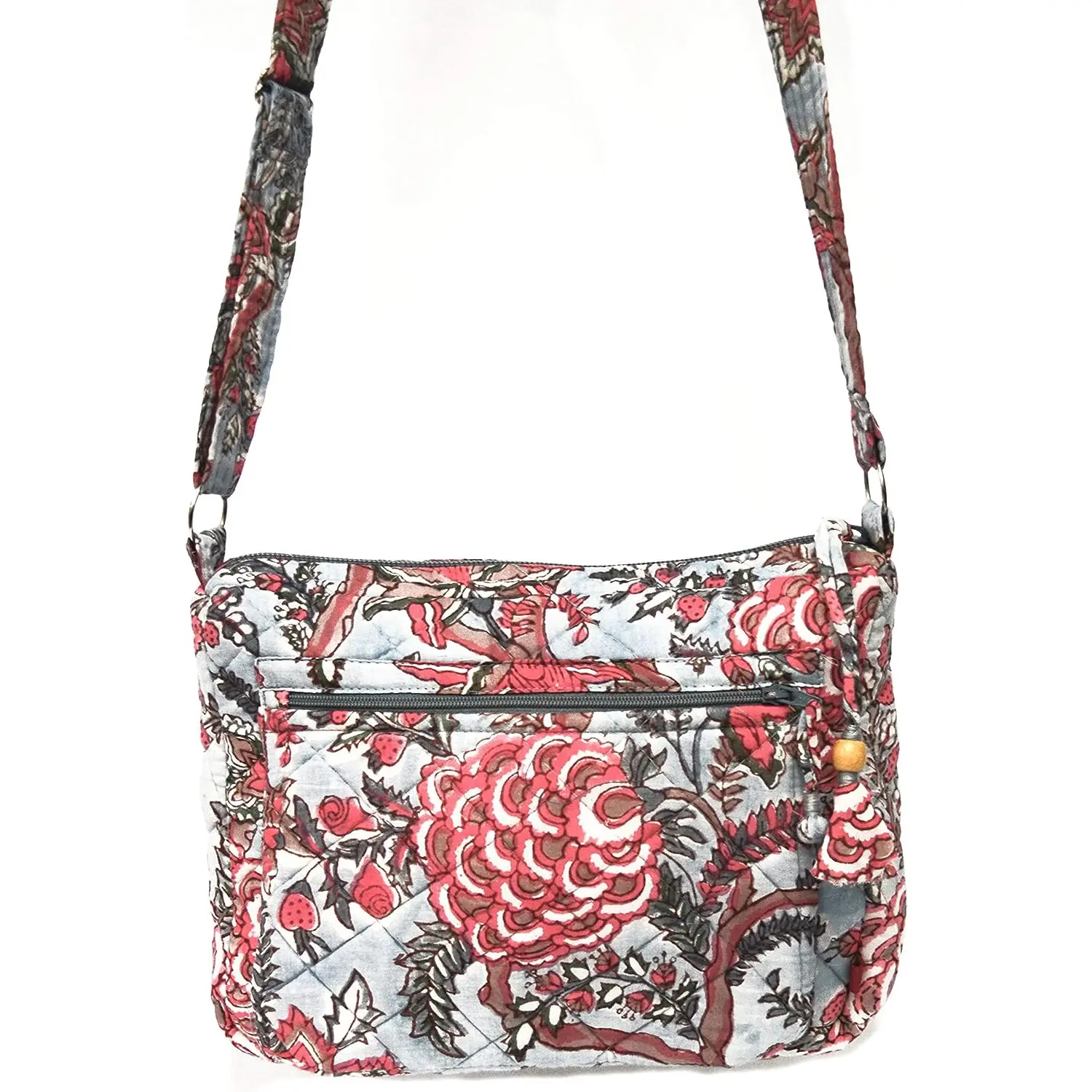 Block Printed Handmade Large Messenger Bag, 100% Cotton, Organic Dyes (Botanical