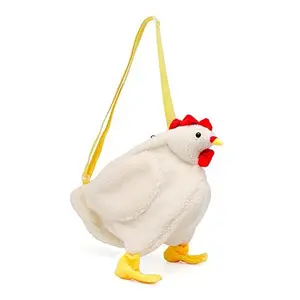 Shoulder Bag Cartoon Chicken Plush Shoulder Bag Chicken Purse Fluffy Hen Shoulder Handbag Cute Animal Crossbody Bag for Women