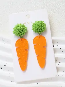 Cute Easter Acrylic Beaded Carrot Earrings, Funny Personalized Ear Decor, Holiday Vacation Party Gift, All Seasons Jewelry, Dainty Fashion Jewelry