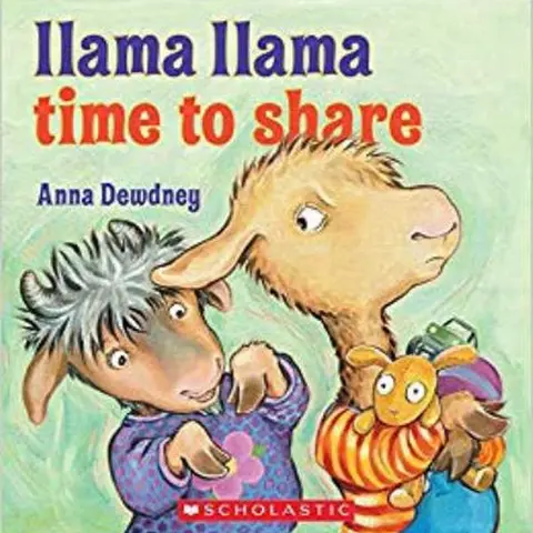 Used Anna Dewdney's Llama Llama Time to Share Softcover English Picture Book - Books for Toddlers, Children, 0.55lb, 2012 Edition, Encourages Sharing, Fun to Read Aloud, Care-Focused Climax Resolution, Fix-Fuzzy Rescue